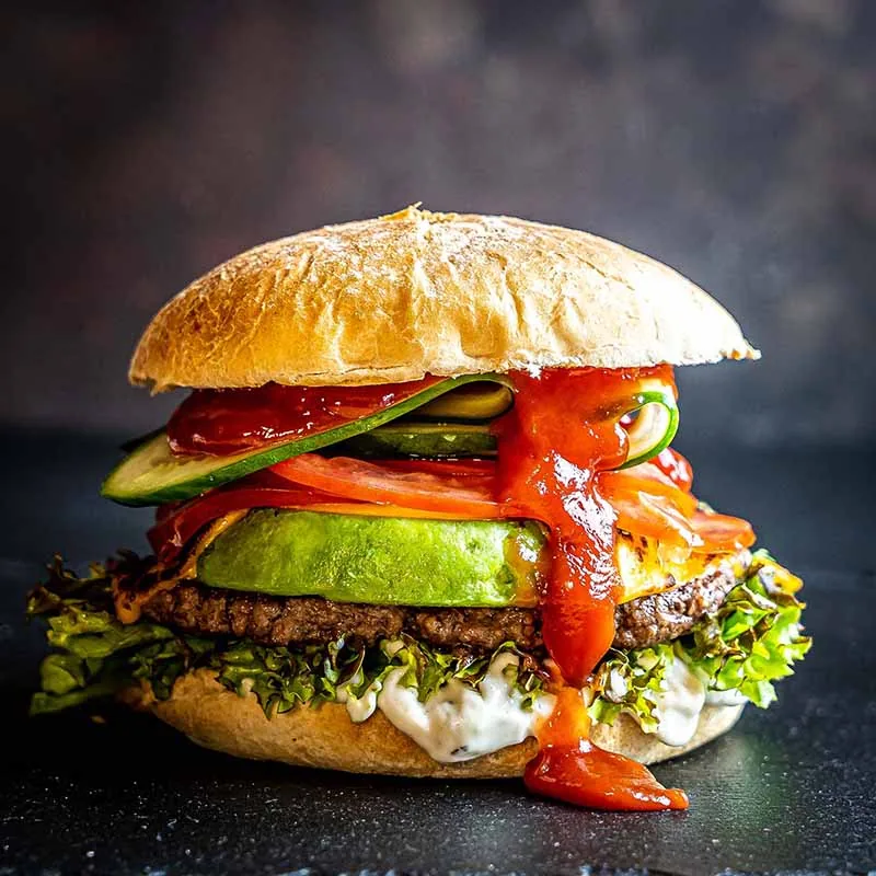 Avocado Gin Cheese Burger