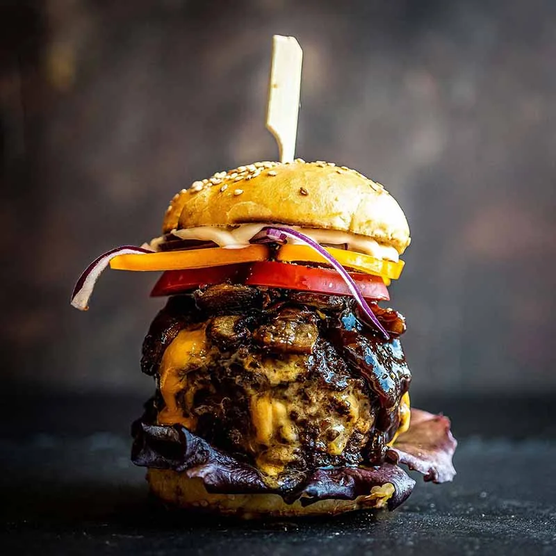 Extreme Mushroom Cheese Beef Burger