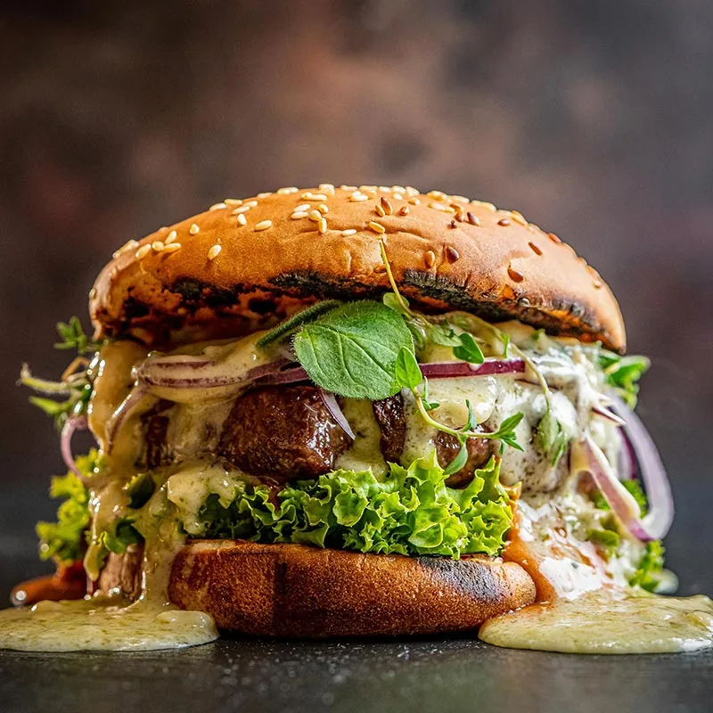 Gorgonzola Onion Beef Burger